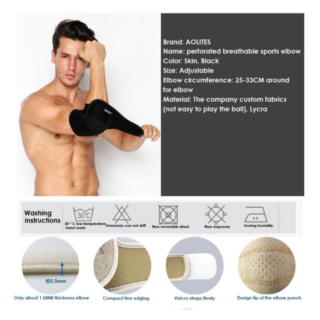 AOLIKES 7948 Elbow Support Pad Pelindung Siku Lengan Bandage Wrap Gym Yoga Fitness Badminton