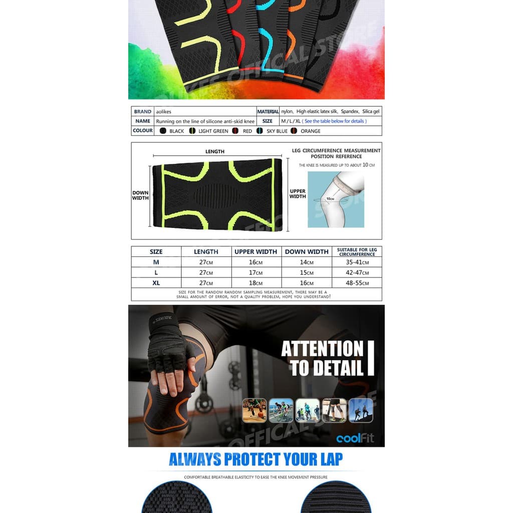 AOLIKES 7718 Knee Support Knee Pad - Pelindung Lutut Running Deker Lutut Kneepad