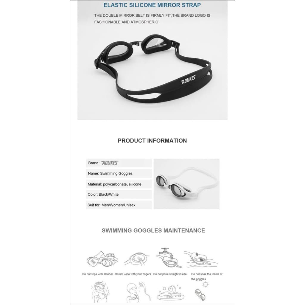 AOLIKES 5005 - Kacamata Renang Anti Fog dan UV Protection