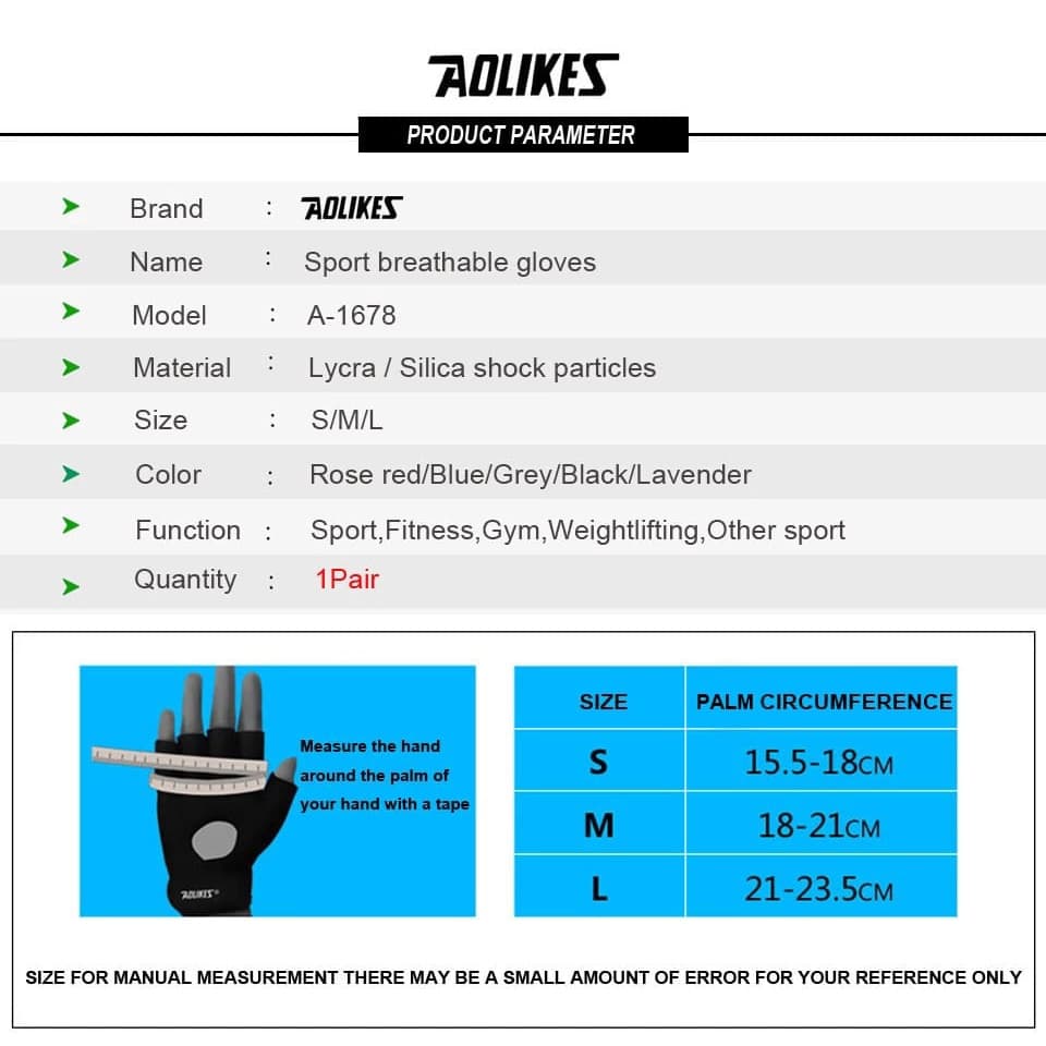 AOLIKES 1678 Hand Wrap Strap Wristband Sarung Tangan Angkat Besi Dumble Barbel Motor Pelindung Pergelangan Tangan Terkilir