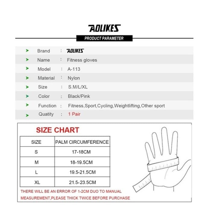 AOLIKES 113 Gloves Sarung Tangan Sepeda Motor Gym Fitness Hand Wrist Support