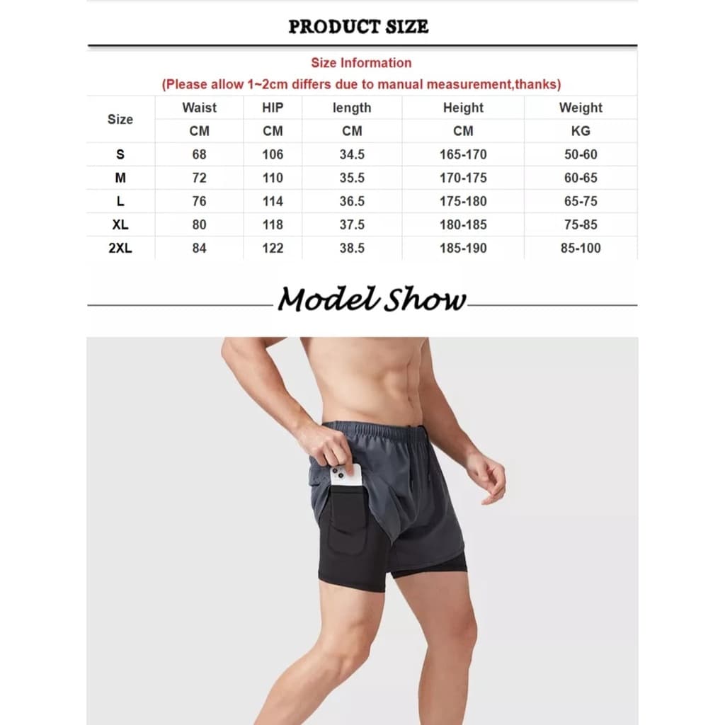 DK22 Celana Pendek Olahraga Lari Pria Gym Training Legging Sport Pria Fitness