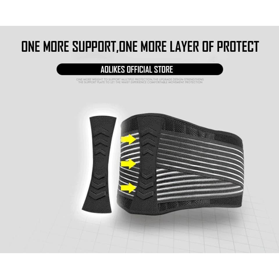 Aolikes 7998 Lumbar Waist Back Support Belt Sabuk Penyangga Pinggang Weighlifting Bodybuilding