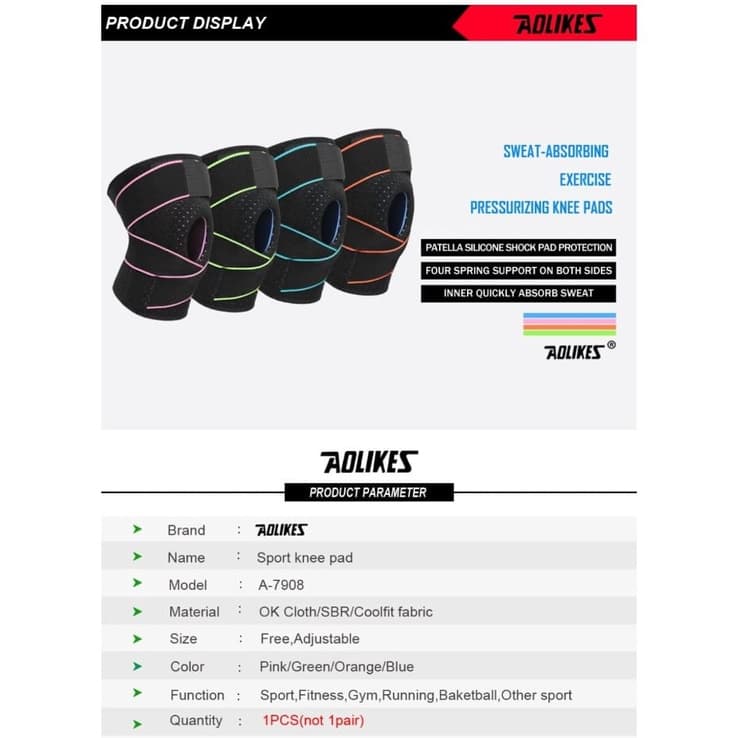AOLIKES 7908 Knee Pad Pelindung Lutut Knee Support Decker Deker Lutut Gym Fitness