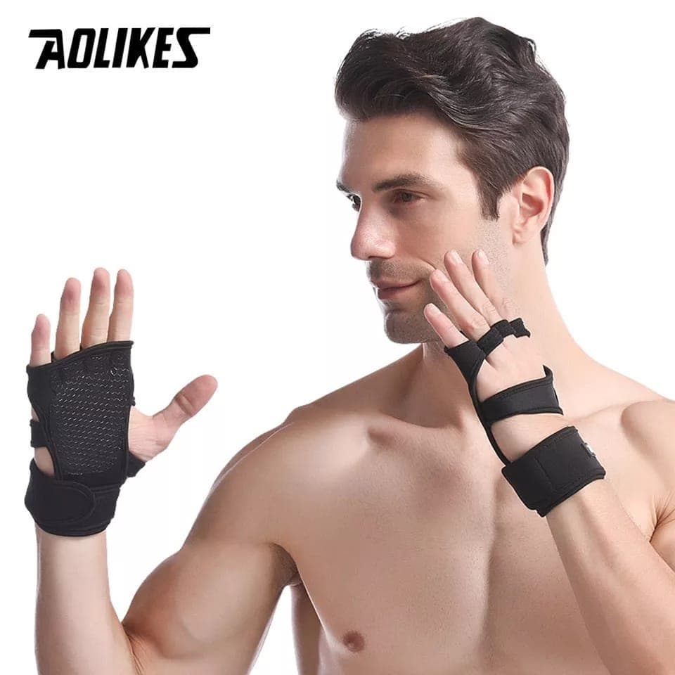 AOLIKES 118 Hand Wrap Strap Weight Lifting Wristband Sarung Tangan Angkat Besi Dumble Barbel