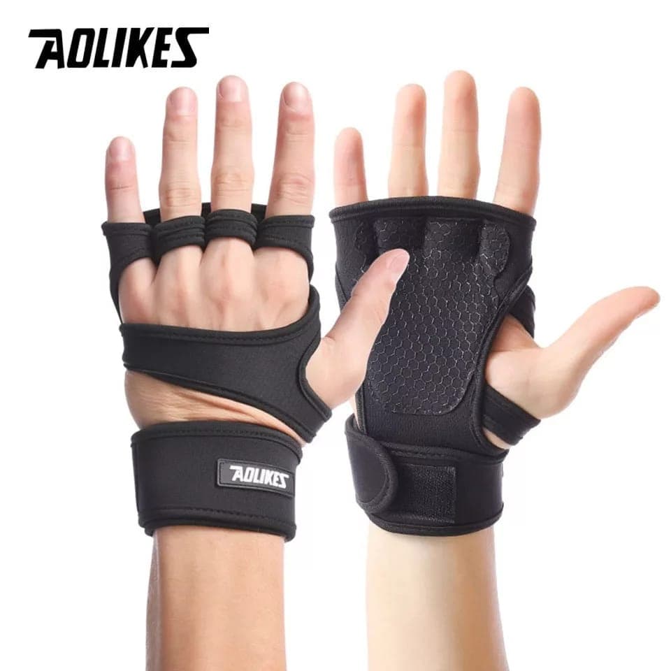 AOLIKES 118 Hand Wrap Strap Weight Lifting Wristband Sarung Tangan Angkat Besi Dumble Barbel