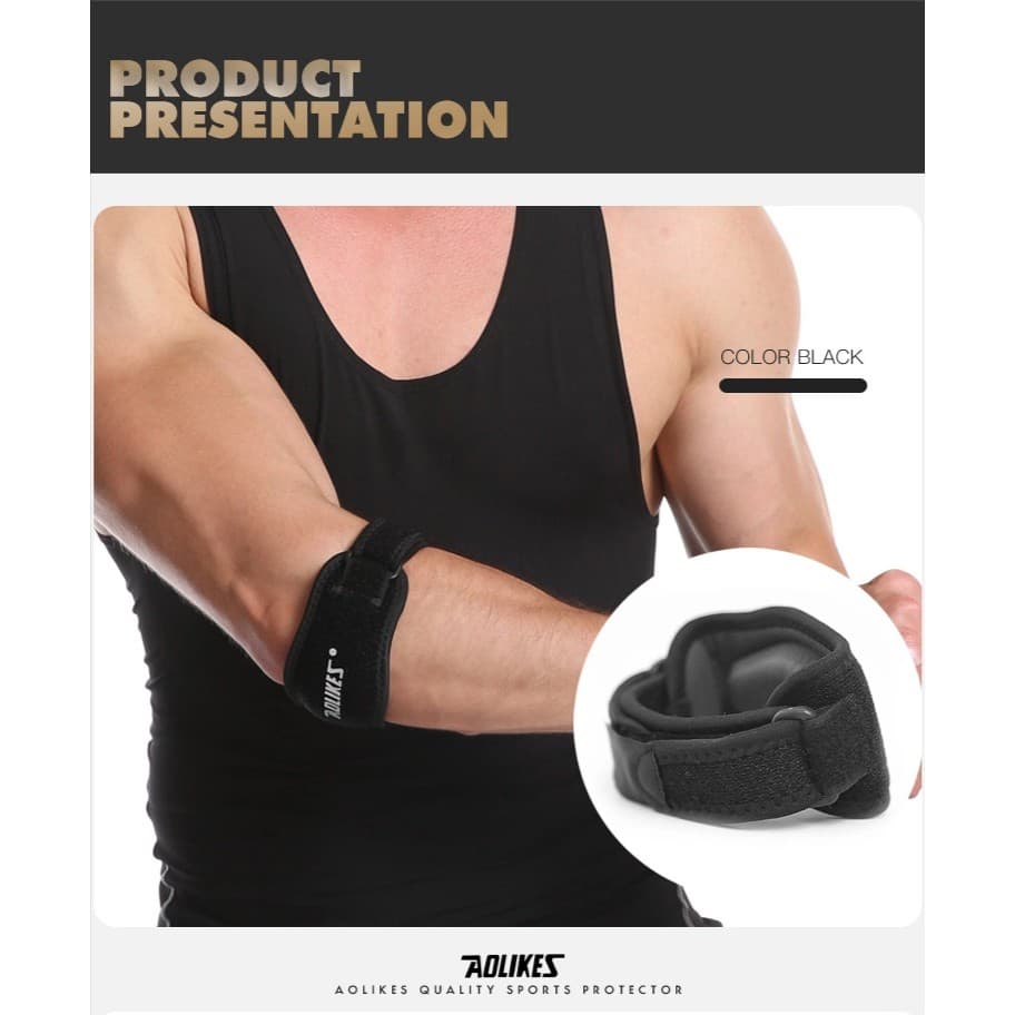 AOLIKES 7949 Elbow Pad Support Straps - Pelindung Siku Wrap Sleeve Gym Fitness