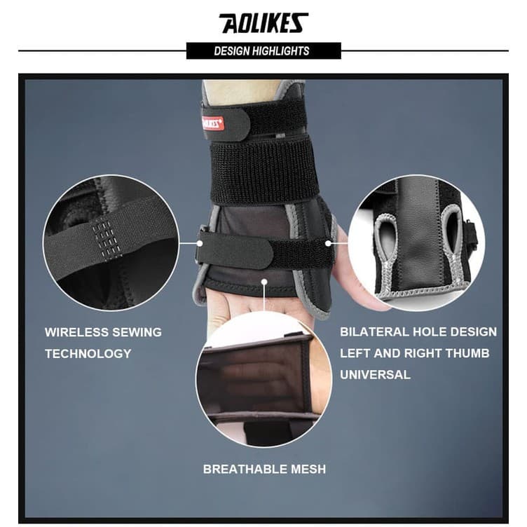AOLIKES 1680 Wrist Brace Support Sport WristBand Steel Splint Aolikes 1 Pcs