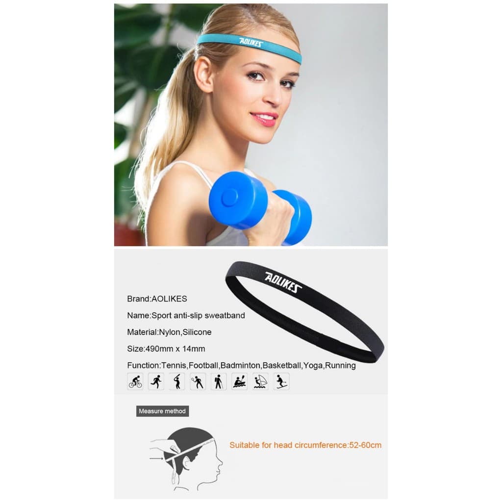 AOLIKES 2101 Headband Hairband Sport Head band Bandana Pengikat Kepala Bandana Mini Yoga Running Gym