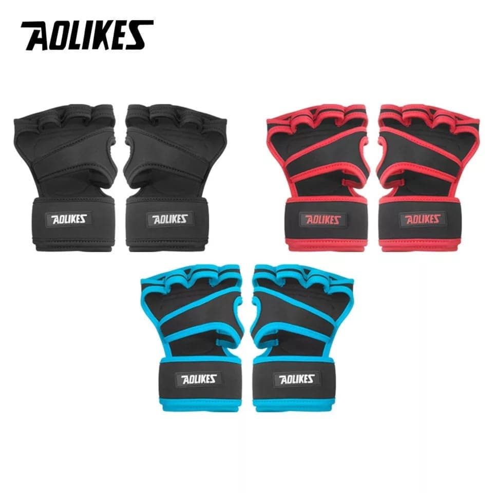 AOLIKES 118 Hand Wrap Strap Weight Lifting Wristband Sarung Tangan Angkat Besi Dumble Barbel