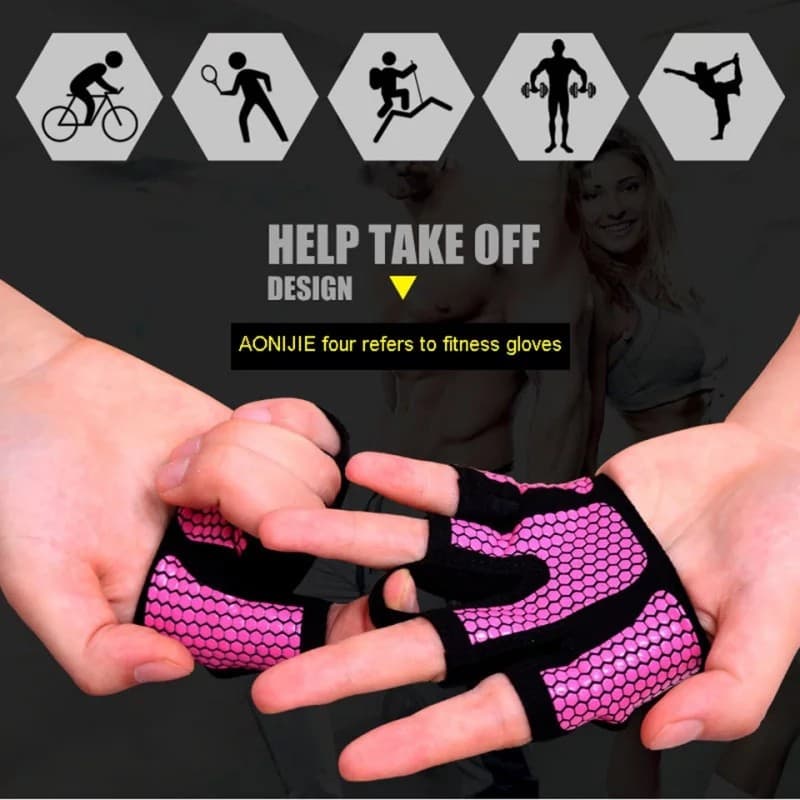 AOLIKES 111 Gloves Sarung Tangan Anti Slip Gym Fitness Wrist Band Support Pelindung Pergelangan Tangan Terkilir