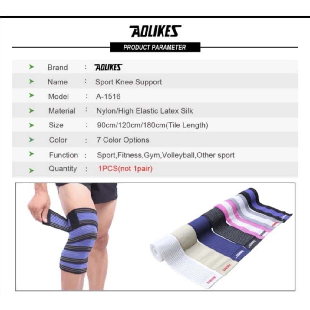 AOLIKES 1516 Knee Wrap Wraps Support Sleeve Deker Lutut Kaki Betis