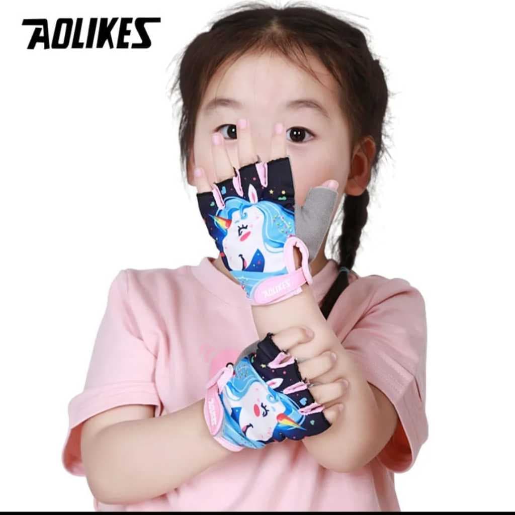 AOLIKES 116 Sarung Tangan Sepeda Anak Laki Laki Perempuan Setengah Jari