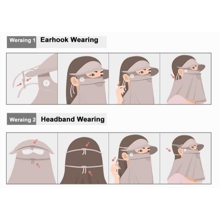 Masker Anti UV Penutup Wajah Leher Wanita - Pelindung Wajah Leher Wanita - Topi Masker Hijab Wanita Outdoor YS