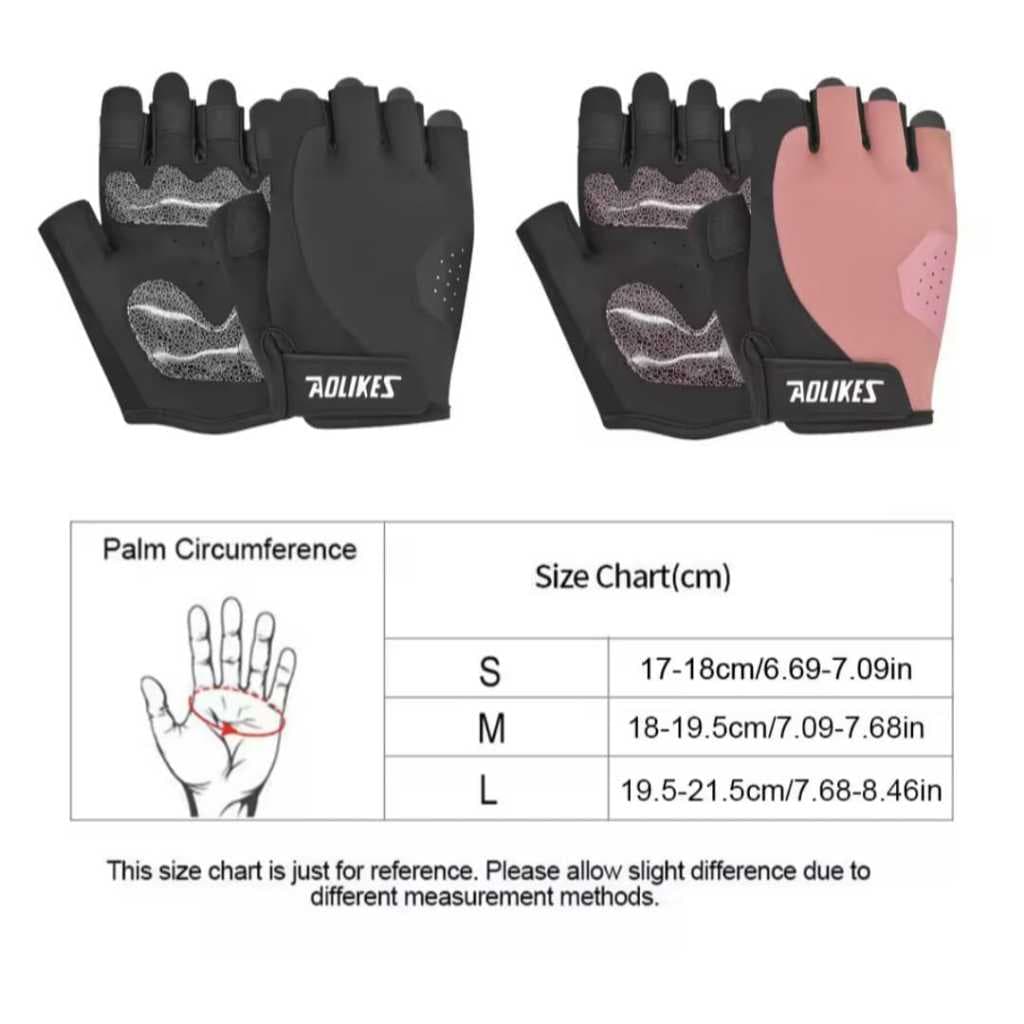 Sarung Tangan Gym Fitness Anti Slip - Gloves Fitness Anti Slip Half Finger Olahraga Angkat Beban AOLIKES 122