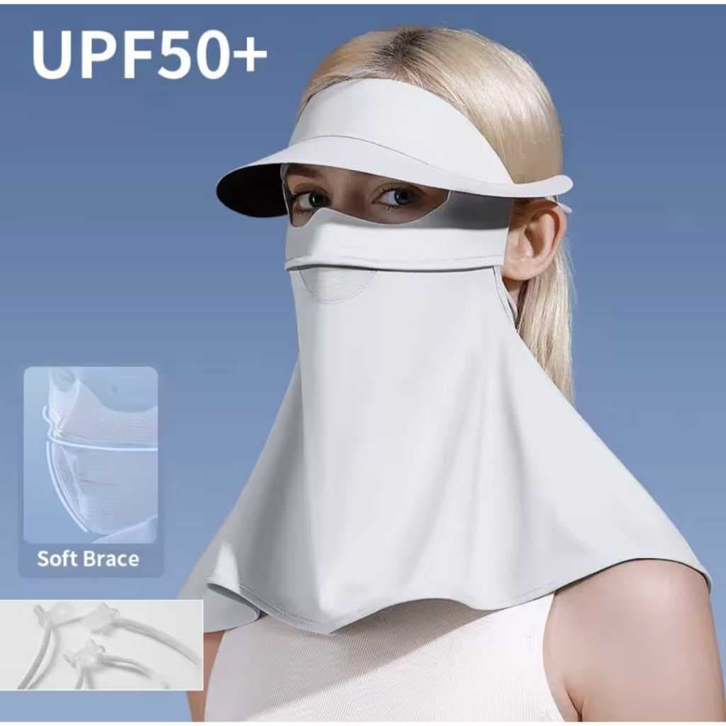 Masker Anti UV Penutup Wajah Leher Wanita - Pelindung Wajah Leher Wanita - Topi Masker Hijab Wanita Outdoor YS