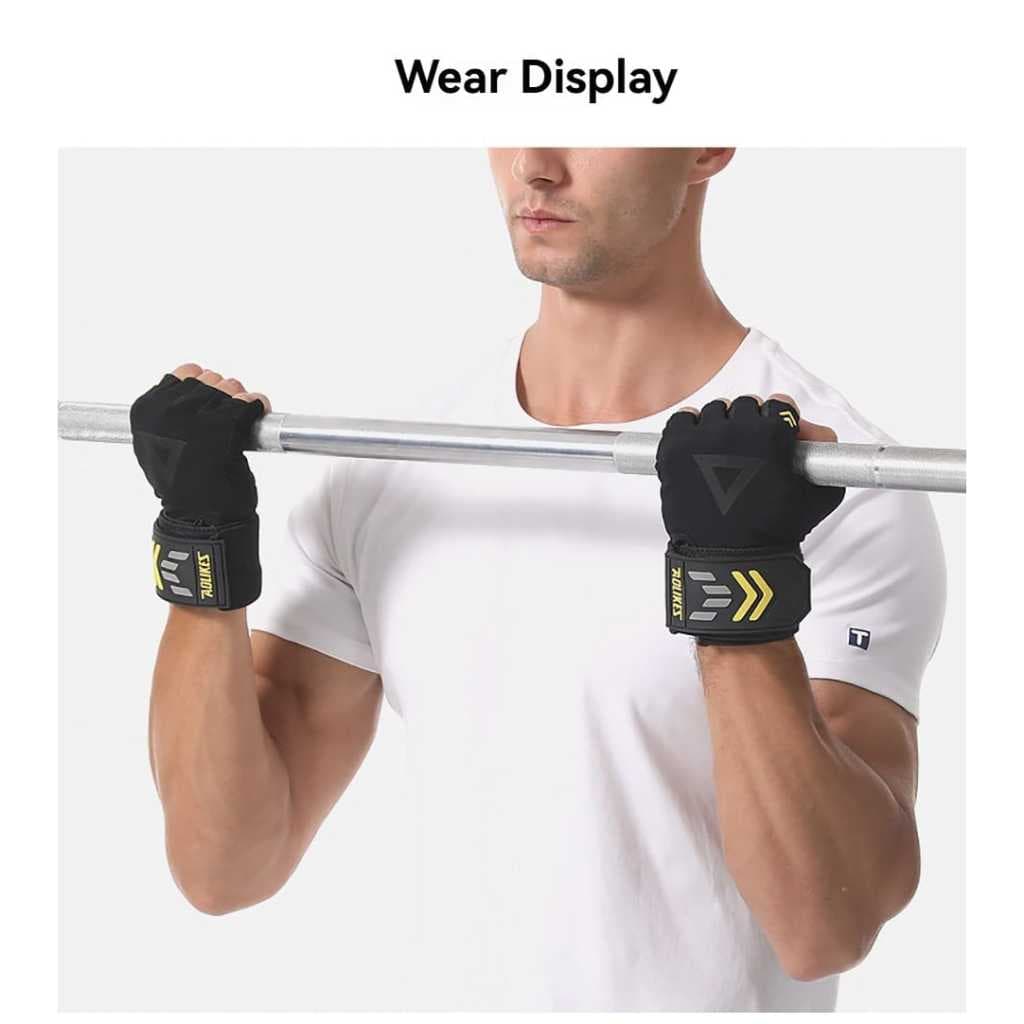 Sarung Tangan Gym Fitness Wrist Strap Band - Gloves Fitness Half Finger Anti Slip AOLIKES 123