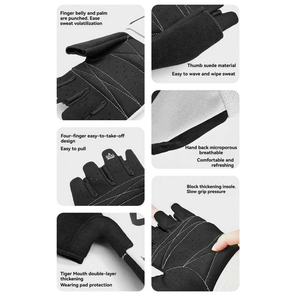Sarung Tangan Gym Fitness Wrist Strap Band - Gloves Fitness Half Finger Anti Slip AOLIKES 123