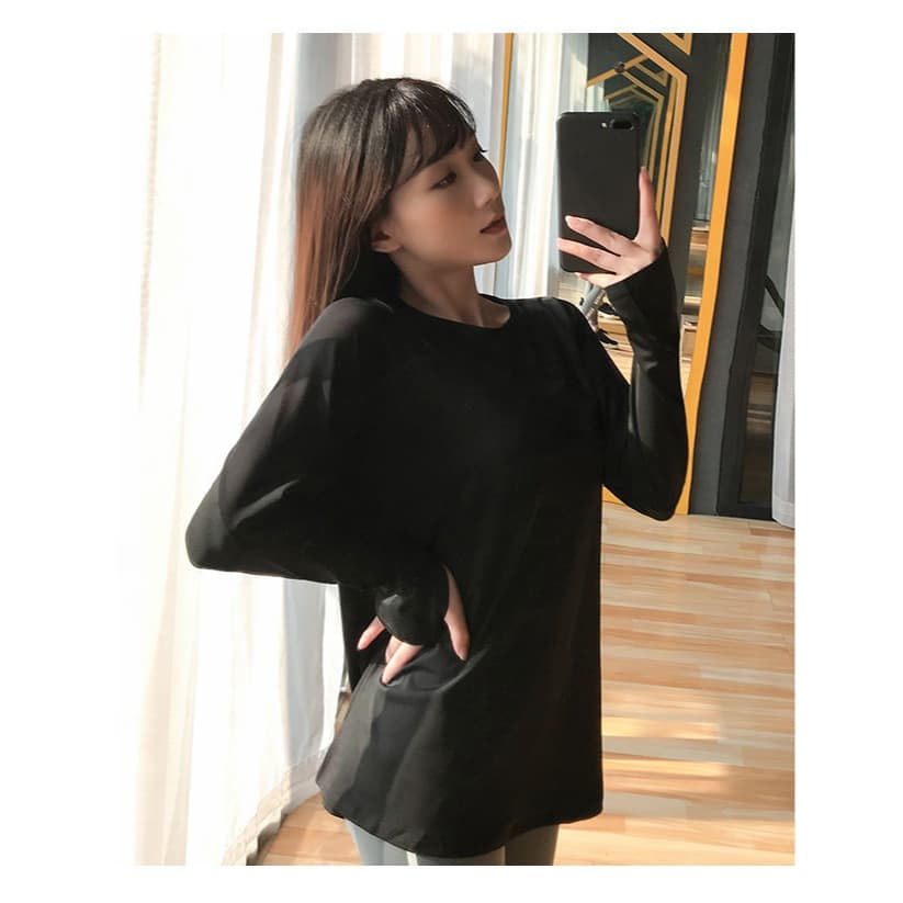 LQ59 Baju Atau Atasan Olahraga Wanita Lengan Panjang Sport Kaos Long Sleeve Gym Fitness Yoga Senam