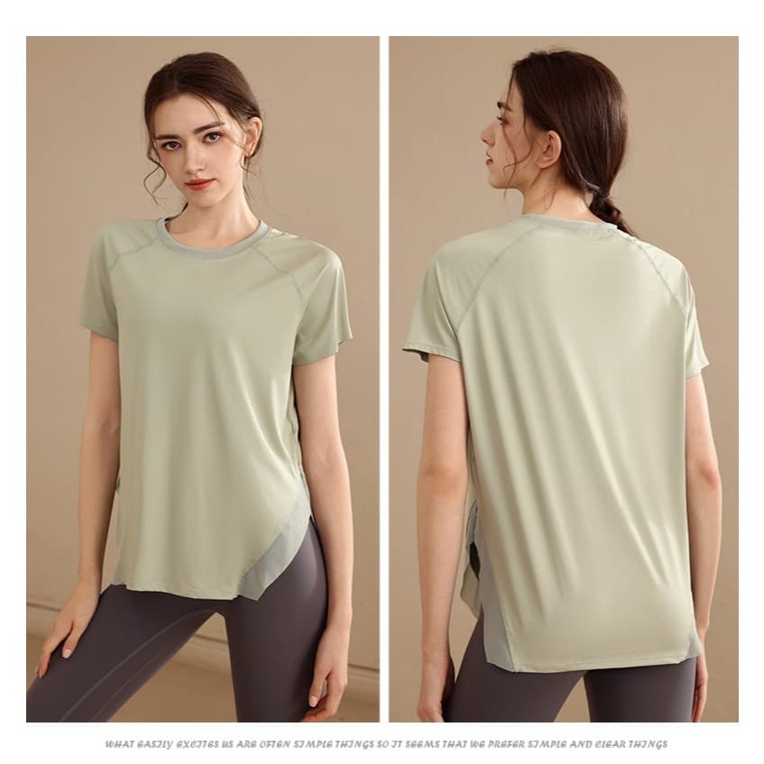 Atasan Kaos Olahraga Wanita Baju Kaos Sport Wanita Lengan Pendek Gym Fitness Tenis Padel Yoga LQ69