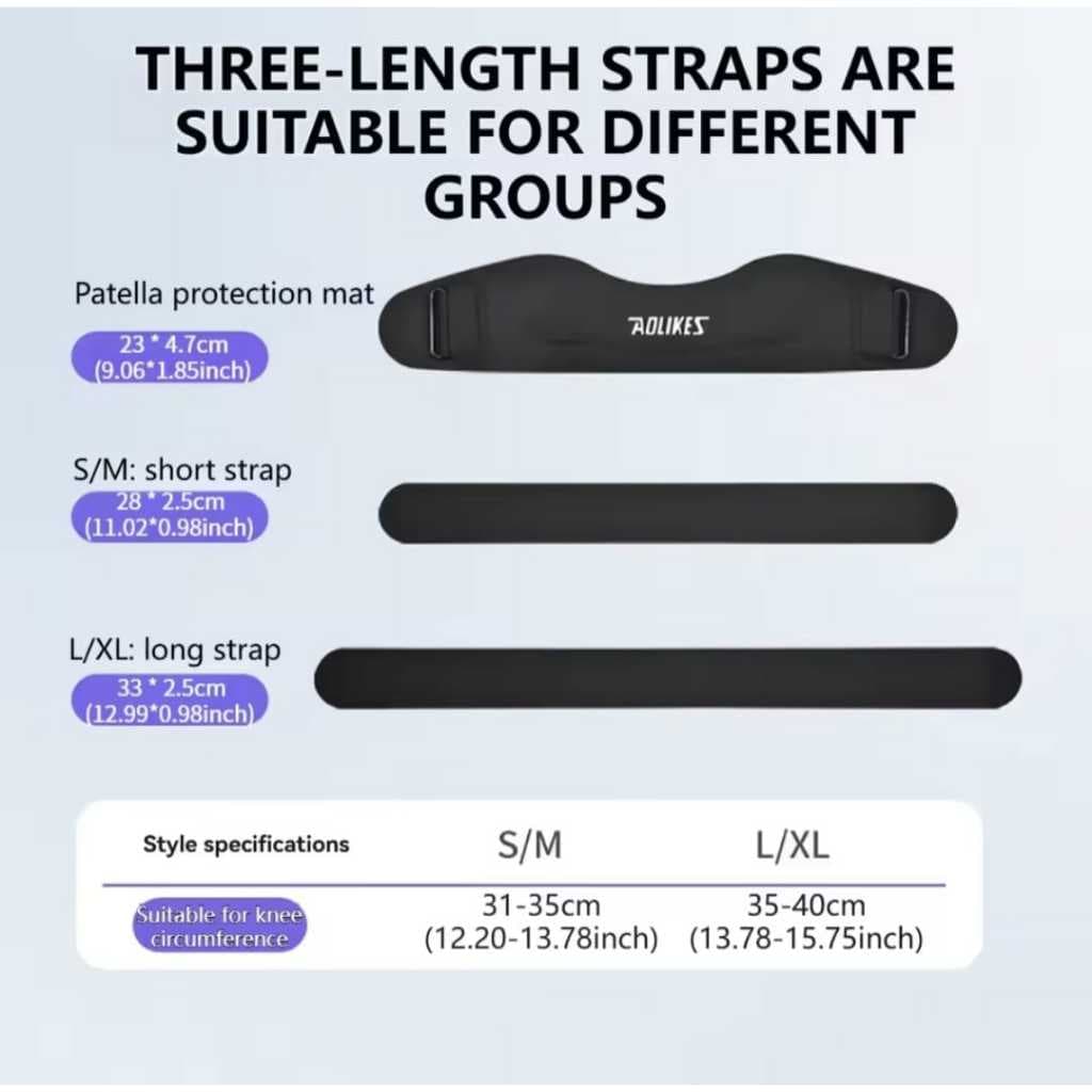 AOLIKES 7922 Deker Pelindung Lutut Patella Knee Strap Support Silicone Pad - Penyangga Lutut Olahraga Lari Basket Gym Voli Anti Cedera — gambar 3