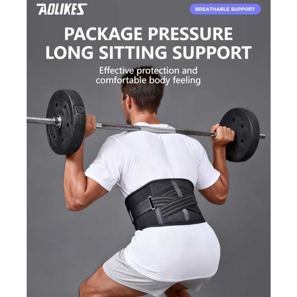 AOLIKES 7898 Sabuk Fitness Gym Weightlifting Belt Back Support Korset Lumbar Penyangga Tulang Belakang Pinggang