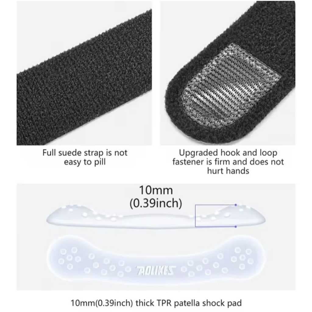 AOLIKES 7922 Deker Pelindung Lutut Patella Knee Strap Support Silicone Pad - Penyangga Lutut Olahraga Lari Basket Gym Voli Anti Cedera — gambar 8