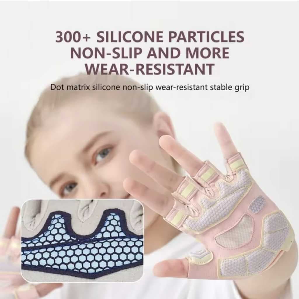 AOLIKES 125 Sarung Tangan Olahraga Sepeda Anak Kids Sports Gloves Anti Slip Half Finger Pelindung Tangan — gambar 6