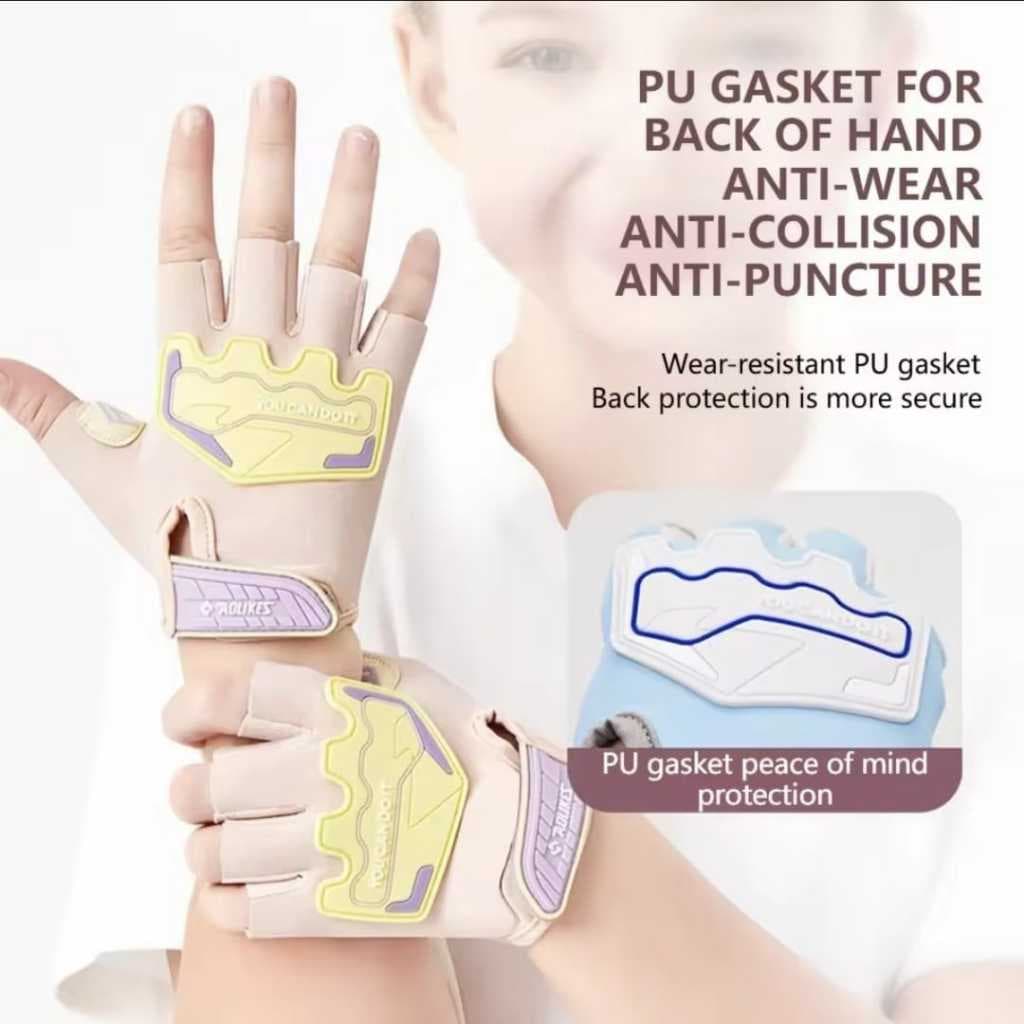 AOLIKES 125 Sarung Tangan Olahraga Sepeda Anak Kids Sports Gloves Anti Slip Half Finger Pelindung Tangan — gambar 7