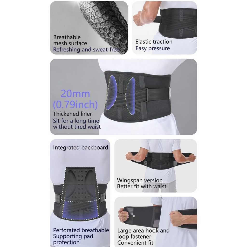 AOLIKES 7898 Sabuk Fitness Gym Weightlifting Belt Back Support Korset Lumbar Penyangga Tulang Belakang Pinggang — gambar 4