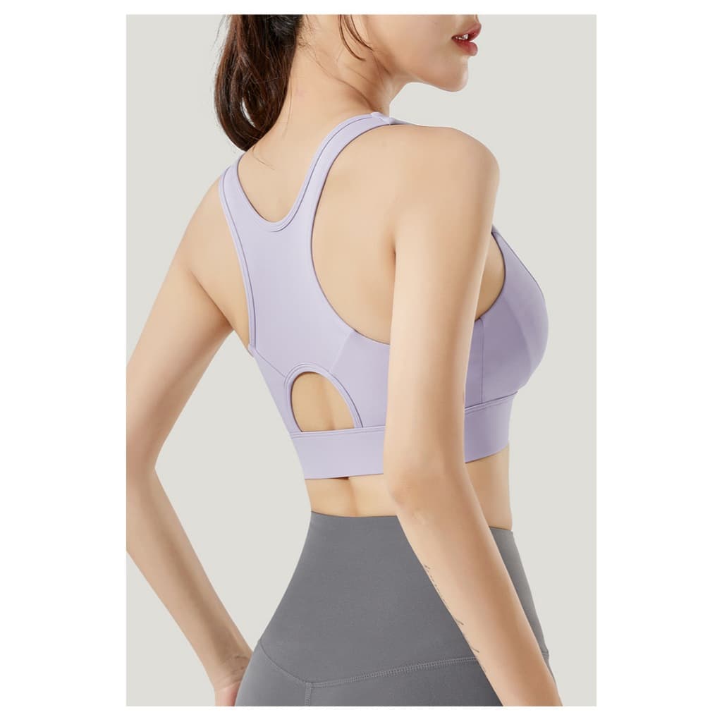 WX183 Sport Bra Seamless Premium Zip Push Bra Olahraga Shockproof Gym Yoga Tenis Padel Fitness