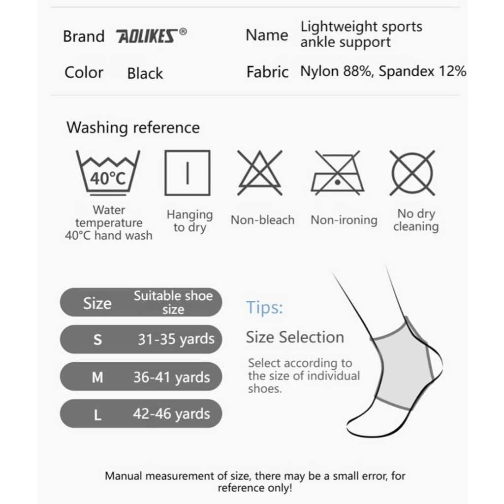 AOLIKES 7140 Ankle Support Strap Pelindung Ankle Engkel Kaki Anti Cedera Keseleo Pergelangan Kaki — gambar 3