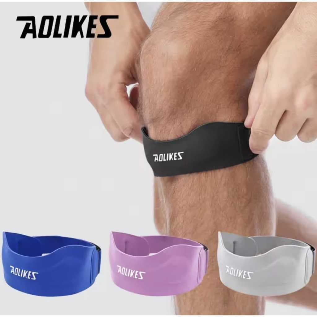 AOLIKES 7922 Deker Pelindung Lutut Patella Knee Strap Support Silicone Pad - Penyangga Lutut Olahraga Lari Basket Gym Voli Anti Cedera