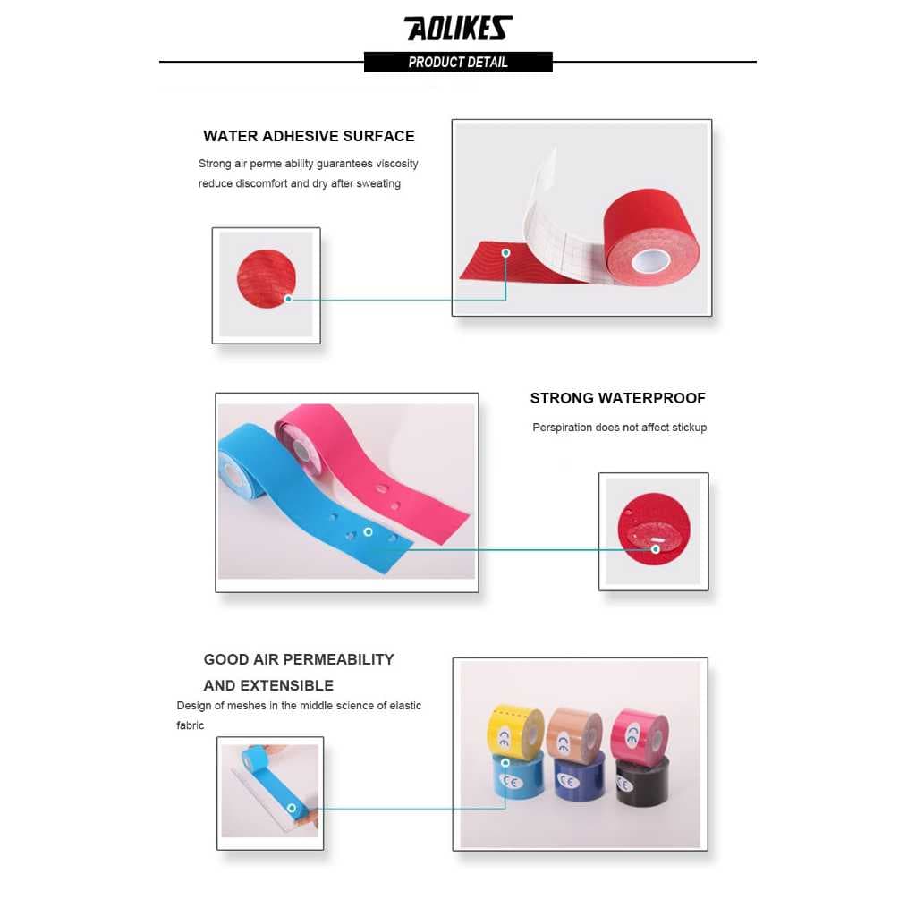 AOLIKES 3520 Kinesio Tape Plester Cedera Otot Olahraga Taping Kaki Lutut Bahu Kinesiology Tape