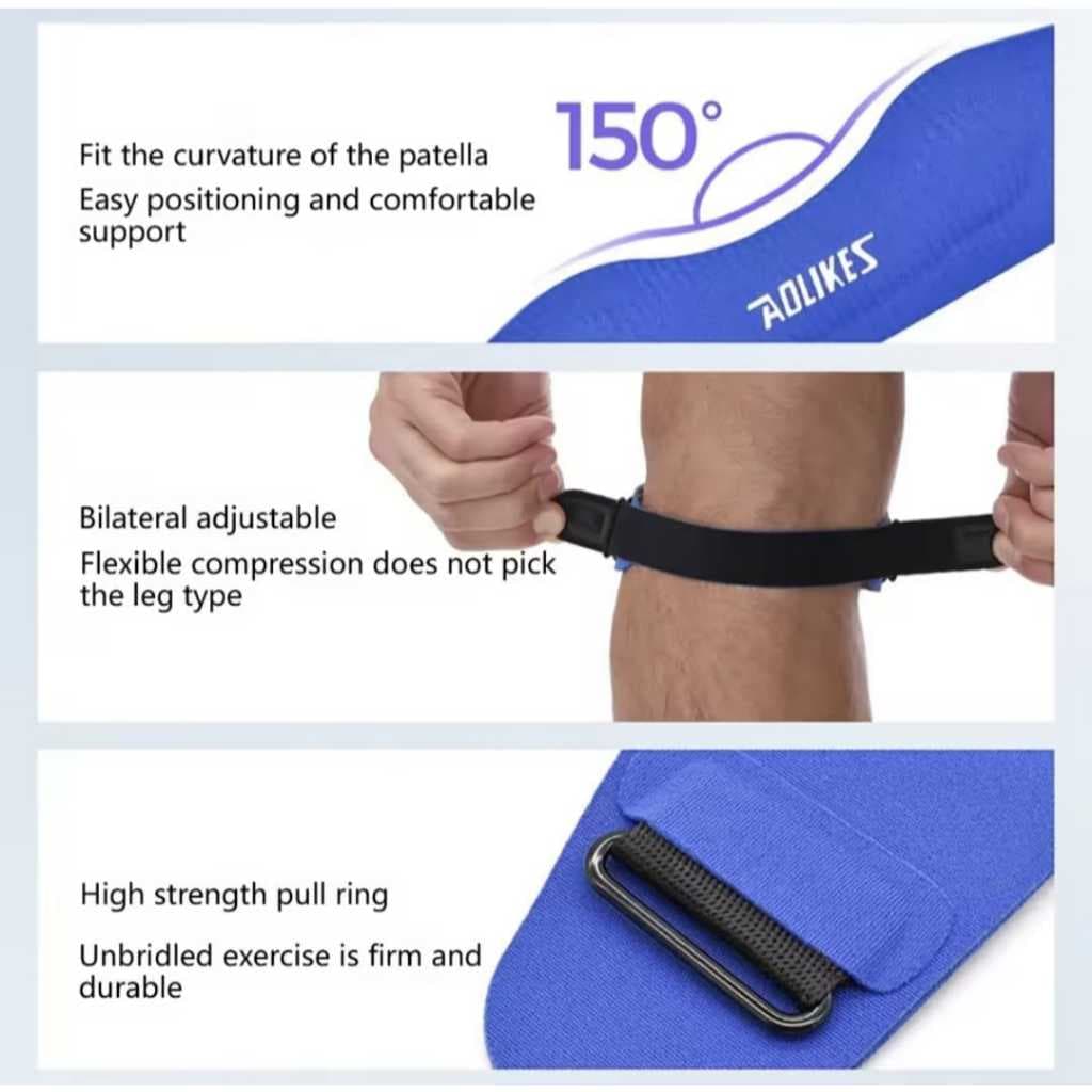 AOLIKES 7922 Deker Pelindung Lutut Patella Knee Strap Support Silicone Pad - Penyangga Lutut Olahraga Lari Basket Gym Voli Anti Cedera — gambar 6