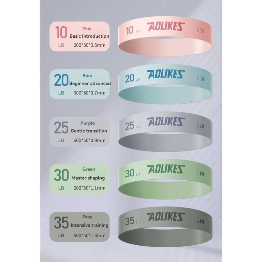 AOLIKES 3611 Resistance Band Set Karet Loop Band Latihan Kaki Paha Bokong Glutes Fitness Gym