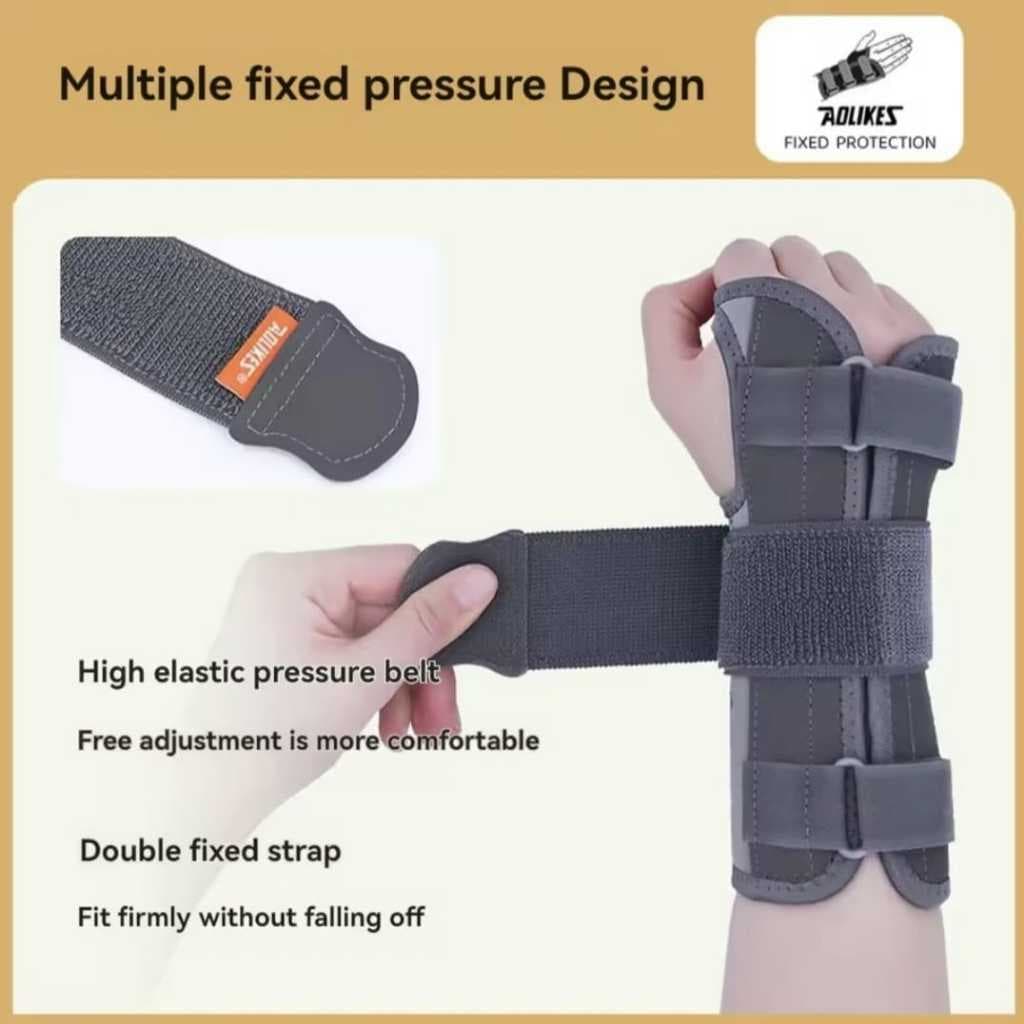 AOLIKES 1684 Wrist Splint Brace Support Splint Carpal Tunnel CTS - Deker Penyangga Pergelangan Tangan Aluminium Support Nyeri Sendi & Keseleo — gambar 5