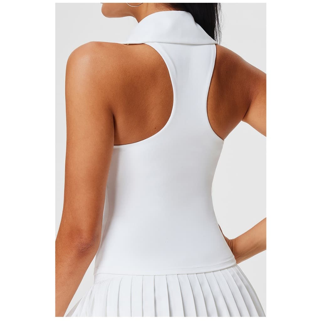 Tank Top Olahraga Wanita Kerah V Neck - Baju Atasan Sport Wanita TankTop Slim Fit Tenis Padel Golf AT01