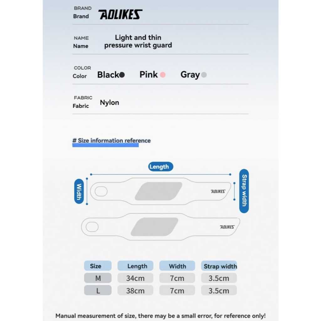 AOLIKES 7935 Hand Wrap Wrist Band Pelindung Lengan Pergelangan Tangan Wrist Support Strap Wristband — gambar 6